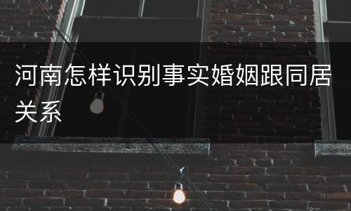 河南怎样识别事实婚姻跟同居关系