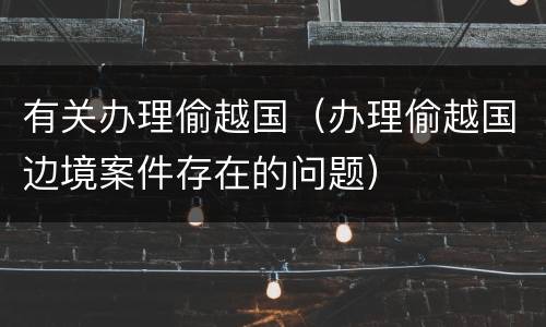 有关办理偷越国（办理偷越国边境案件存在的问题）