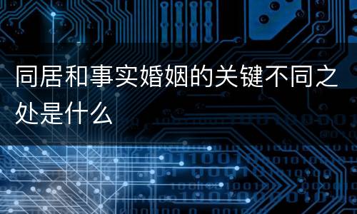 同居和事实婚姻的关键不同之处是什么