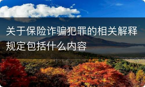 关于保险诈骗犯罪的相关解释规定包括什么内容