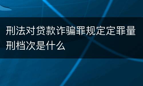 刑法对贷款诈骗罪规定定罪量刑档次是什么