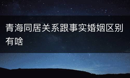 青海同居关系跟事实婚姻区别有啥