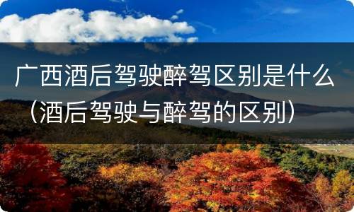 广西酒后驾驶醉驾区别是什么（酒后驾驶与醉驾的区别）