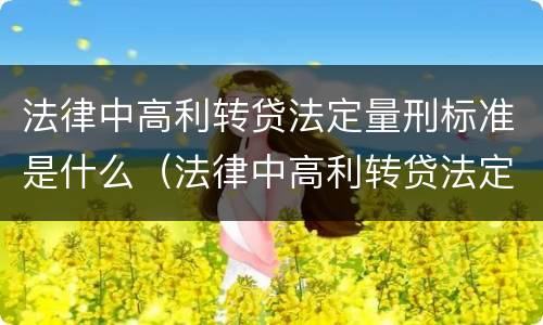 法律中高利转贷法定量刑标准是什么（法律中高利转贷法定量刑标准是什么意思）
