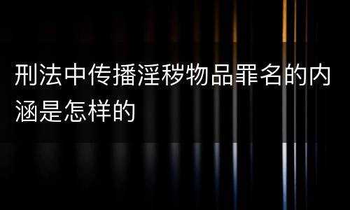 刑法中传播淫秽物品罪名的内涵是怎样的