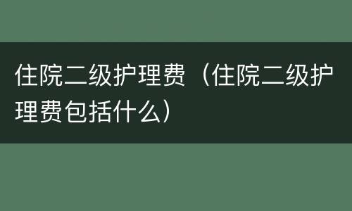 住院二级护理费（住院二级护理费包括什么）