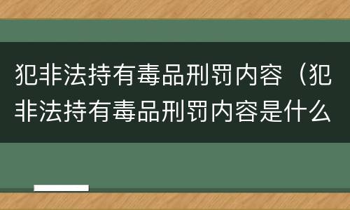犯非法持有毒品刑罚内容（犯非法持有毒品刑罚内容是什么）