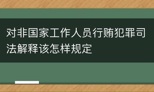 对非国家工作人员行贿犯罪司法解释该怎样规定