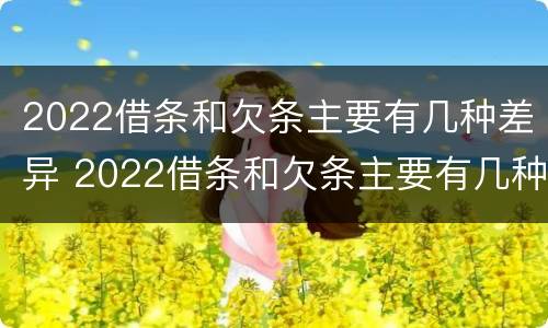 2022借条和欠条主要有几种差异 2022借条和欠条主要有几种差异怎么写