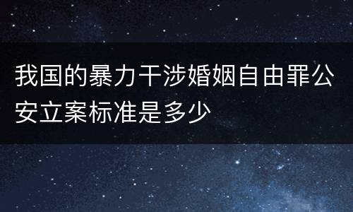 我国的暴力干涉婚姻自由罪公安立案标准是多少