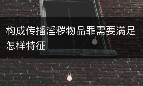 构成传播淫秽物品罪需要满足怎样特征