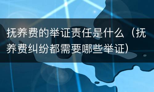 抚养费的举证责任是什么（抚养费纠纷都需要哪些举证）