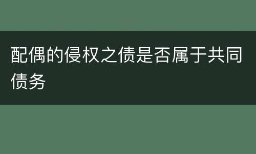 配偶的侵权之债是否属于共同债务