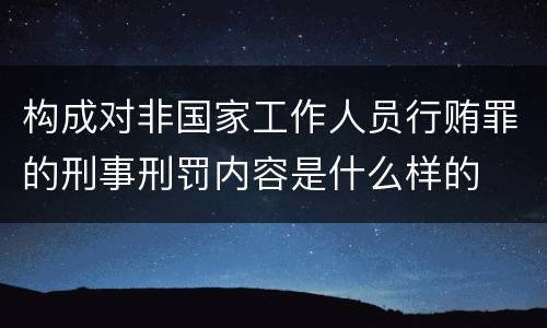 构成对非国家工作人员行贿罪的刑事刑罚内容是什么样的