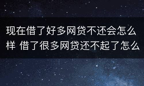 现在借了好多网贷不还会怎么样 借了很多网贷还不起了怎么办
