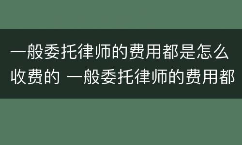一般委托律师的费用都是怎么收费的 一般委托律师的费用都是怎么收费的呢