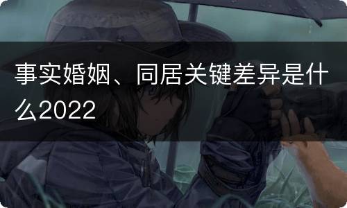 事实婚姻、同居关键差异是什么2022