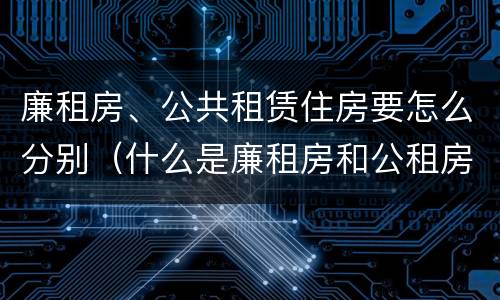 廉租房、公共租赁住房要怎么分别（什么是廉租房和公租房两个有什么特点）