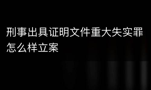 刑事出具证明文件重大失实罪怎么样立案