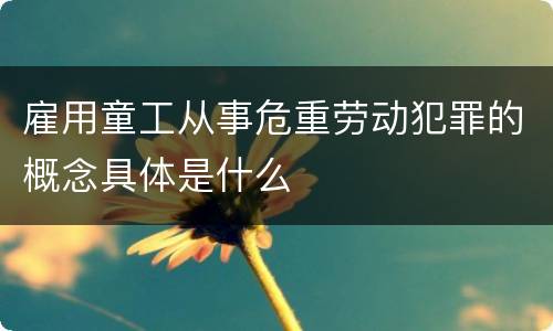 雇用童工从事危重劳动犯罪的概念具体是什么