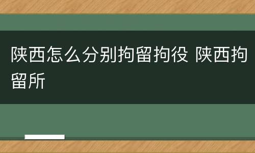 陕西怎么分别拘留拘役 陕西拘留所