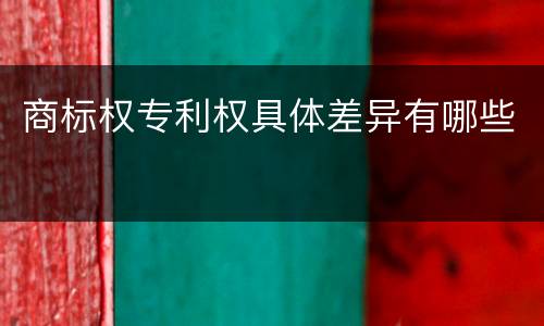 商标权专利权具体差异有哪些