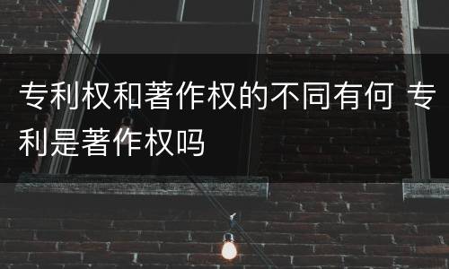 专利权和著作权的不同有何 专利是著作权吗