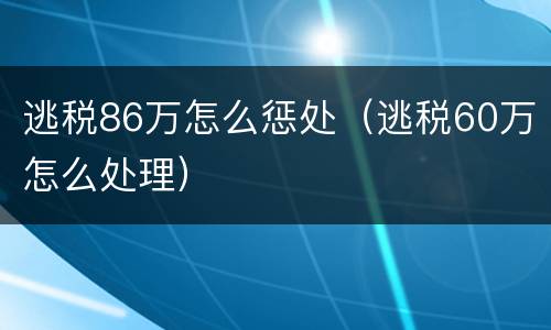 逃税86万怎么惩处（逃税60万怎么处理）