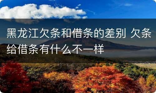 黑龙江欠条和借条的差别 欠条给借条有什么不一样