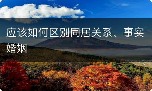 应该如何区别同居关系、事实婚姻