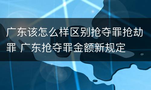 广东该怎么样区别抢夺罪抢劫罪 广东抢夺罪金额新规定