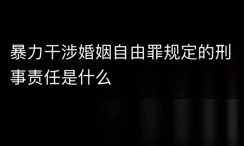 暴力干涉婚姻自由罪规定的刑事责任是什么