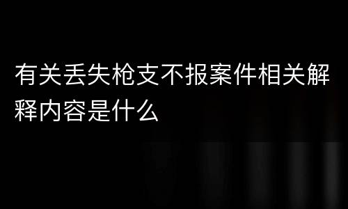 有关丢失枪支不报案件相关解释内容是什么