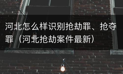 河北怎么样识别抢劫罪、抢夺罪（河北抢劫案件最新）
