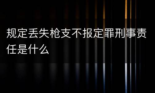 规定丢失枪支不报定罪刑事责任是什么