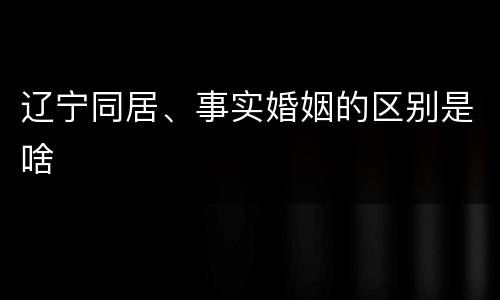 辽宁同居、事实婚姻的区别是啥