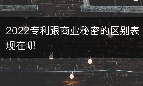 2022专利跟商业秘密的区别表现在哪