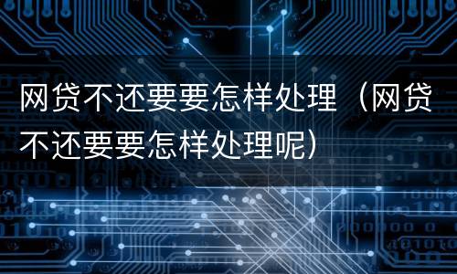 网贷不还要要怎样处理（网贷不还要要怎样处理呢）