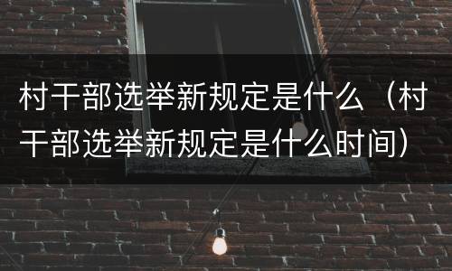村干部选举新规定是什么（村干部选举新规定是什么时间）