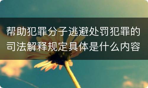 帮助犯罪分子逃避处罚犯罪的司法解释规定具体是什么内容