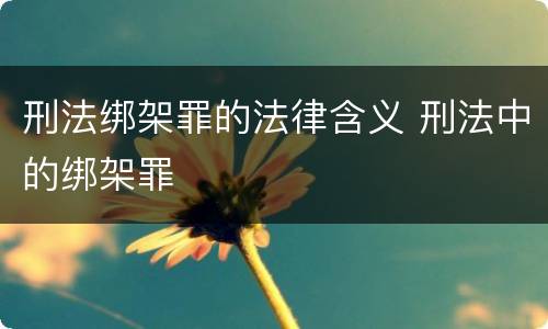 刑法绑架罪的法律含义 刑法中的绑架罪