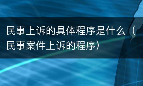 民事上诉的具体程序是什么（民事案件上诉的程序）