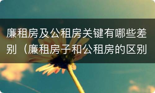廉租房及公租房关键有哪些差别（廉租房子和公租房的区别）