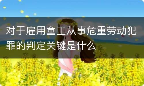 对于雇用童工从事危重劳动犯罪的判定关键是什么