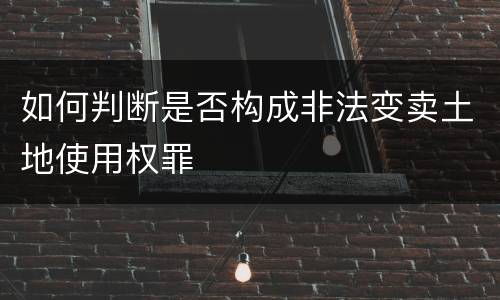 如何判断是否构成非法变卖土地使用权罪