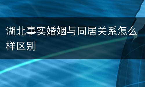 湖北事实婚姻与同居关系怎么样区别