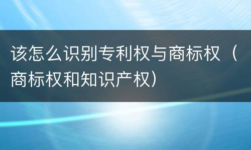 该怎么识别专利权与商标权（商标权和知识产权）