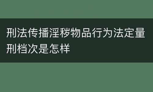 刑法传播淫秽物品行为法定量刑档次是怎样