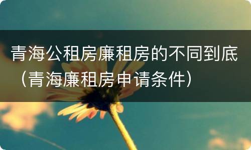 青海公租房廉租房的不同到底（青海廉租房申请条件）