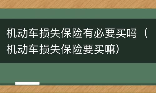 机动车损失保险有必要买吗（机动车损失保险要买嘛）
